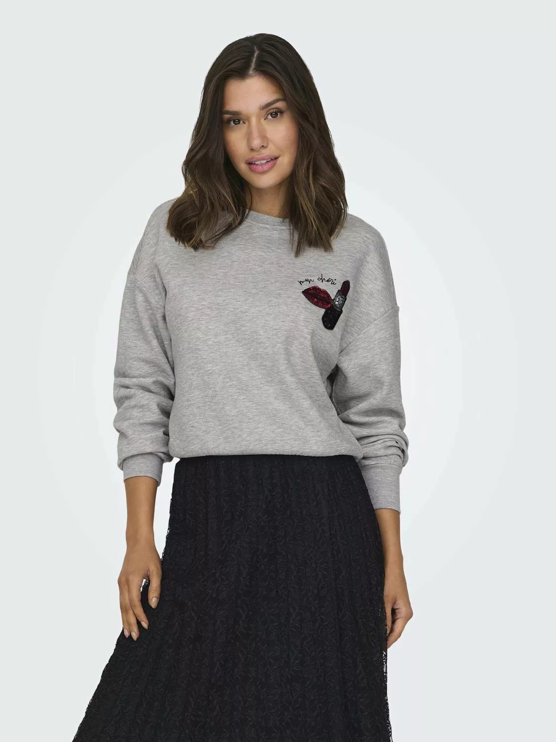 ONLY Sweater ONLKINJA L/S LIPSTICK O-NECK BOX SWT günstig online kaufen
