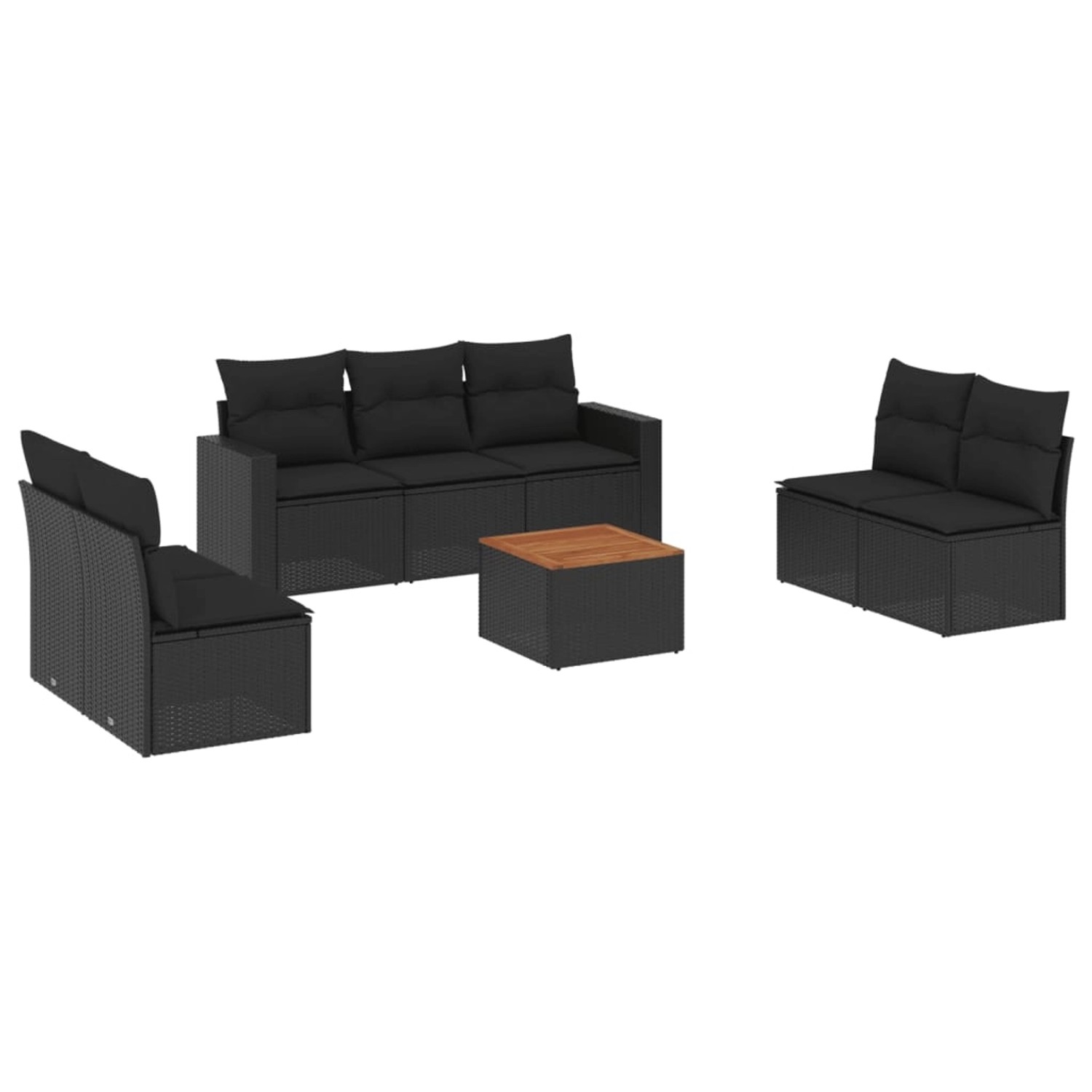 vidaXL 8-tlg Garten-Sofagarnitur mit Kissen Schwarz Poly Rattan Modell 80 günstig online kaufen