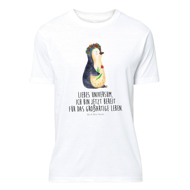 Mr. & Mrs. Panda T-Shirt Pinguin Blumenkranz - Weiß - Geschenk, Pinguine, J günstig online kaufen