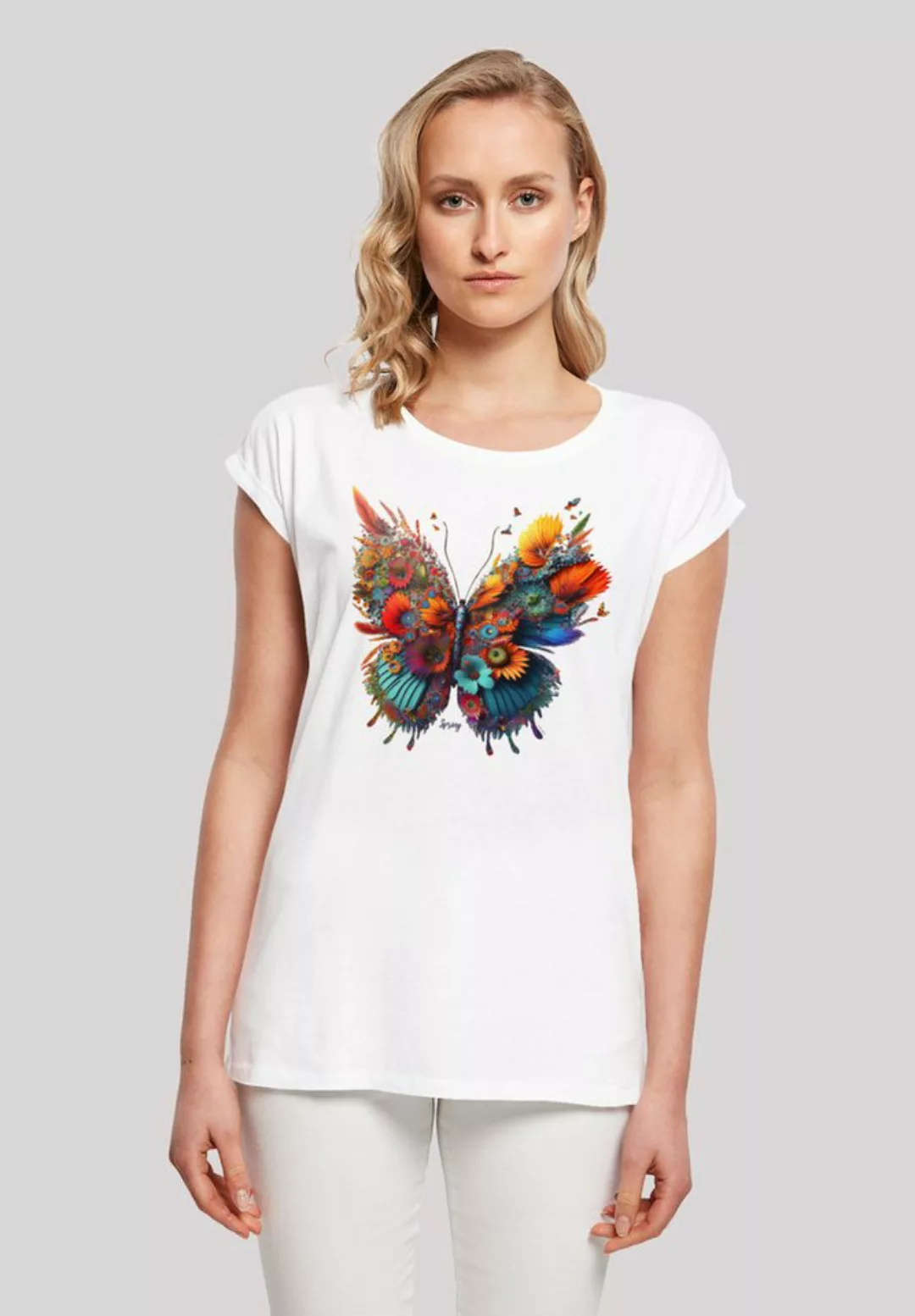 F4NT4STIC T-Shirt Schmetterling Blumen Print günstig online kaufen