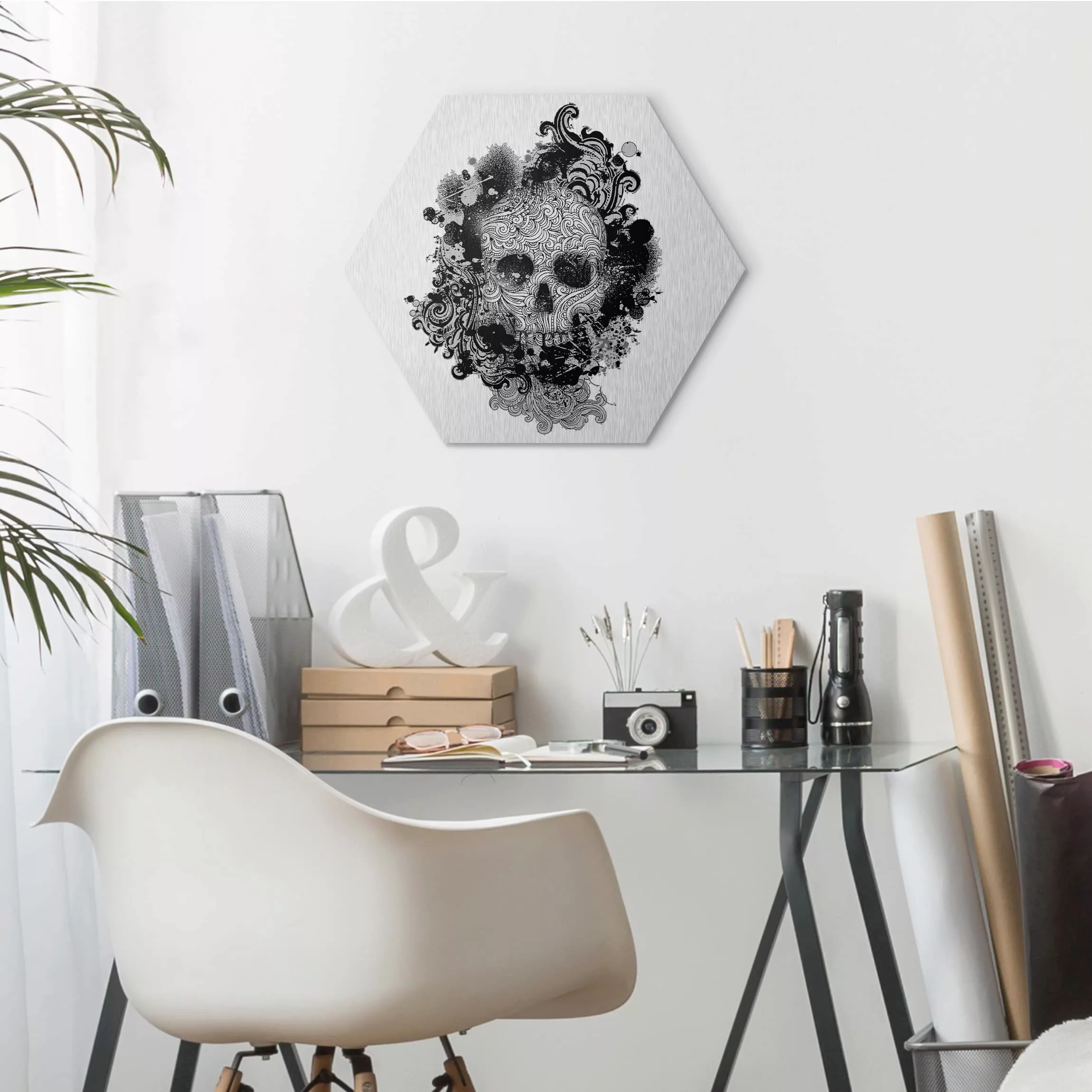 Hexagon-Alu-Dibond Bild Skull günstig online kaufen