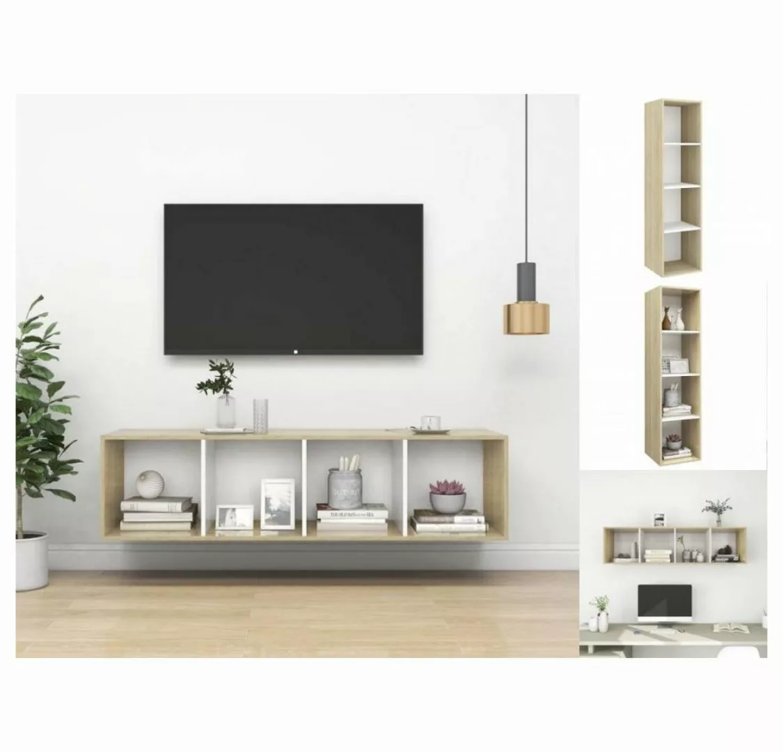 vidaXL TV-Schrank TV-Wandschrank Sonoma-Eiche und Weiß 37x37x142,5 cm Spanp günstig online kaufen