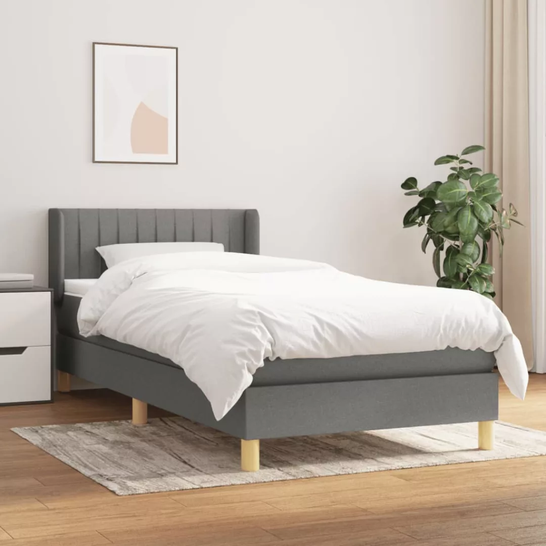 Vidaxl Boxspringbett Mit Matratze Dunkelgrau 100x200 Cm Stoff günstig online kaufen