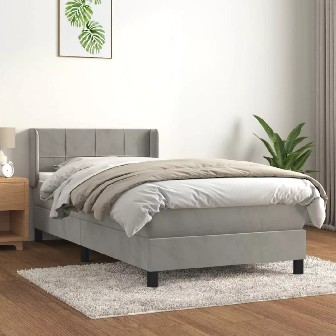 Vidaxl Boxspringbett Mit Matratze Hellgrau 80x200 Cm Samt günstig online kaufen