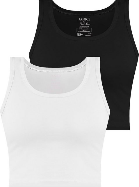 Janice Tanktop 2 x Damen crop Top Namlea Kurzes Tanktop aus Baumwolle günstig online kaufen