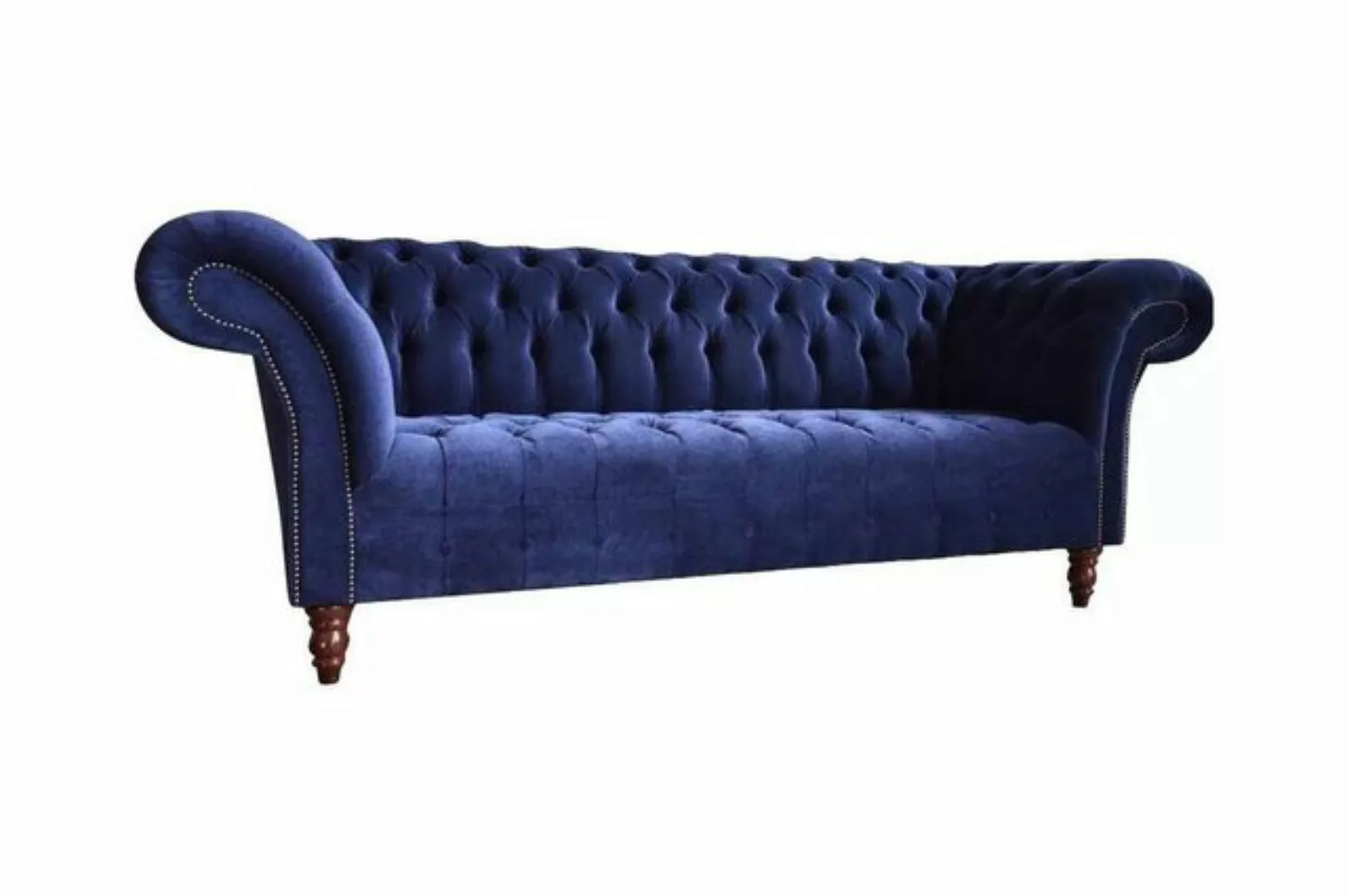 Xlmoebel Sofa Chesterfield Stil Elegante Polsterung Sofa 3 Plätze Blau Stof günstig online kaufen