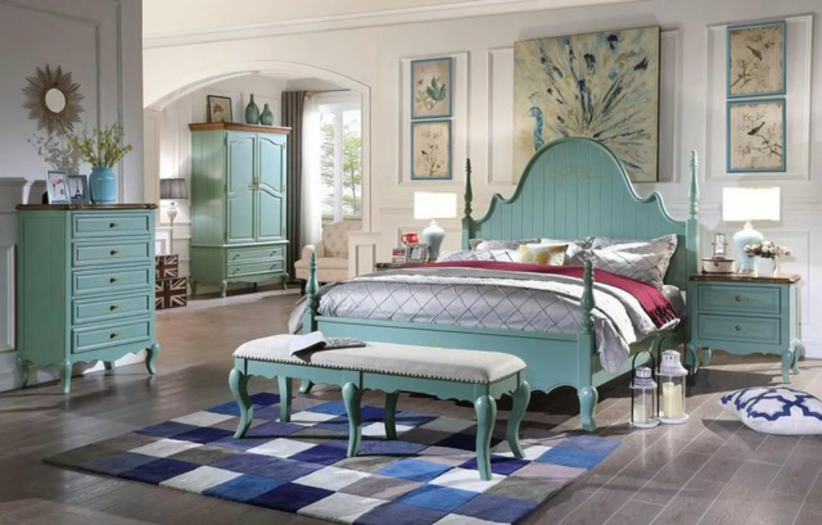 JVmoebel Bett, Luxus Schlafzimmer Bett Echtes Holz Möbel Holz Betten landha günstig online kaufen