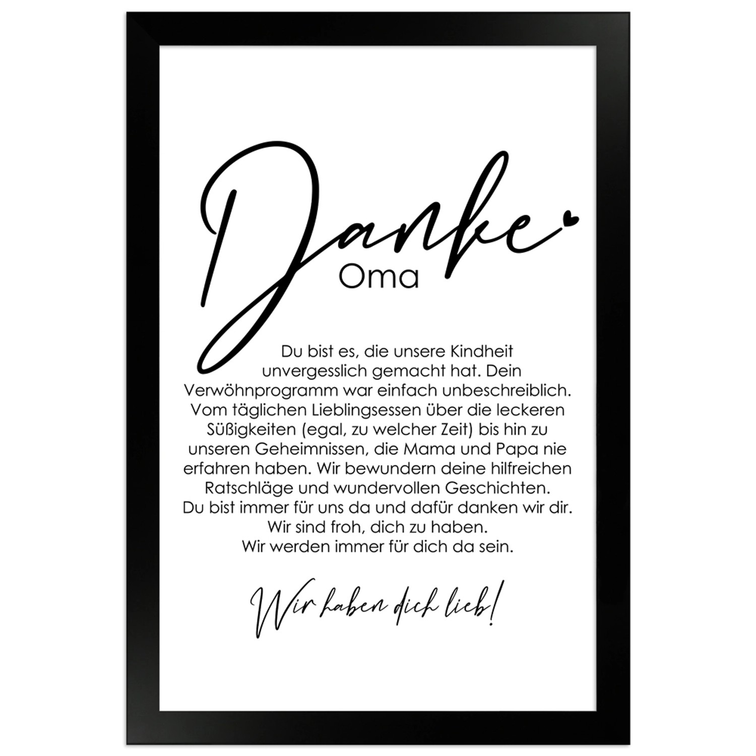 WANDStyle Gerahmtes Poster Danke Oma 20 x 30 cm Geschenkidee für Mehrere Pe günstig online kaufen