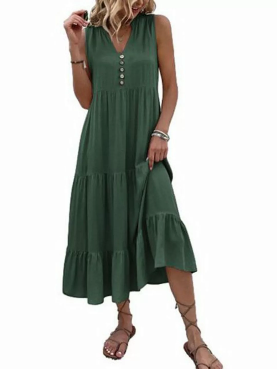 KIKI A-Linien-Kleid Herbstkleider für Damen, Kittelkleid mit Knopfdetail günstig online kaufen
