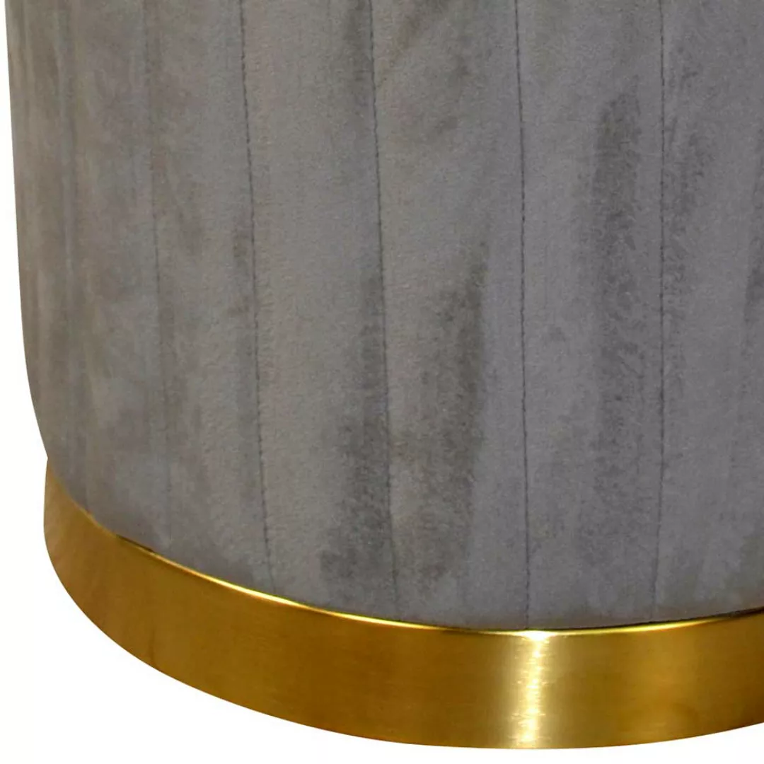 Samt Sitzpouf in Grau und Goldfarben 43 cm hoch günstig online kaufen