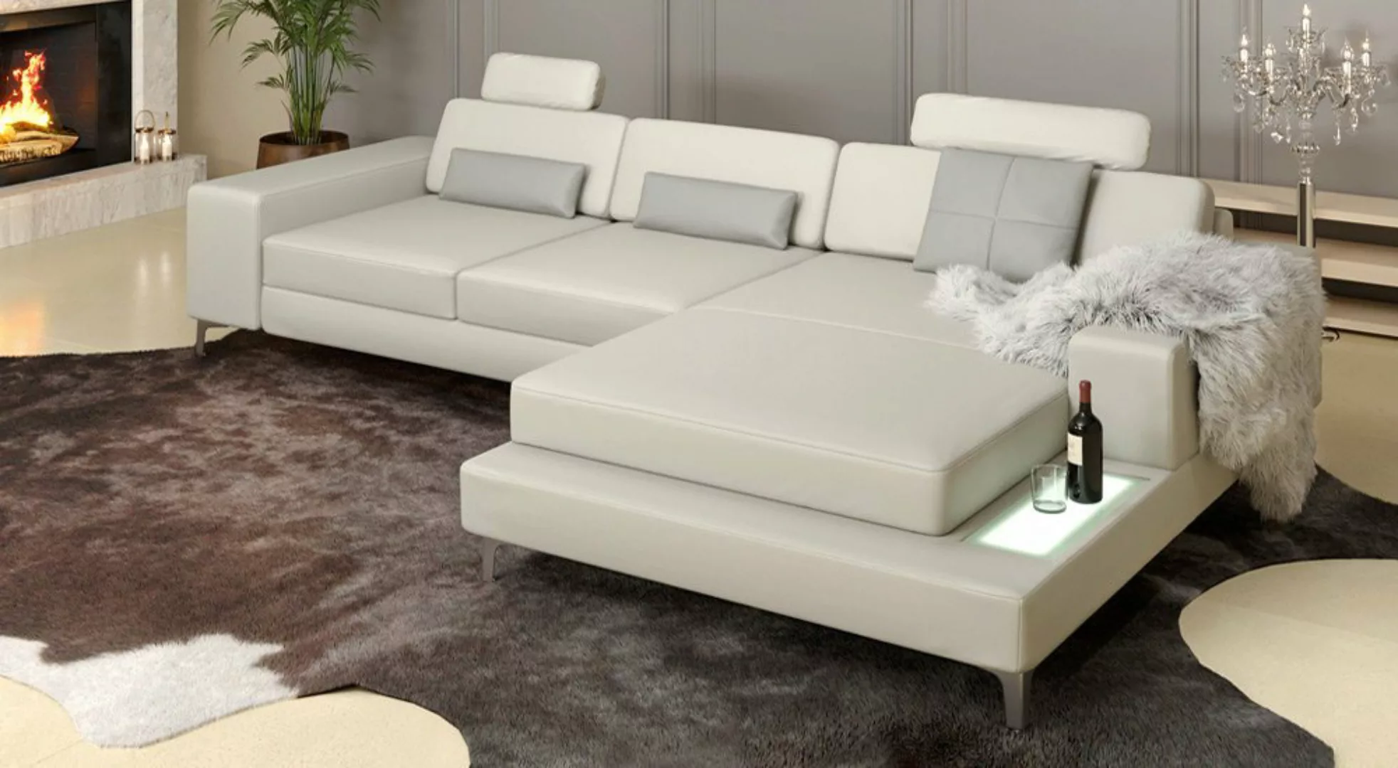 BULLHOFF Ecksofa Ledersofa Wohnlandschaft Leder Ecksofa Designsofa Eckcouch günstig online kaufen