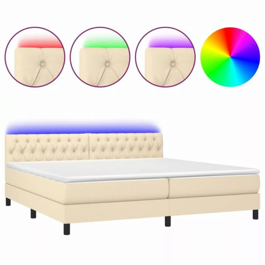 vidaXL Boxspringbett Boxspringbett mit Matratze LED Creme 200x200 cm Stoff günstig online kaufen