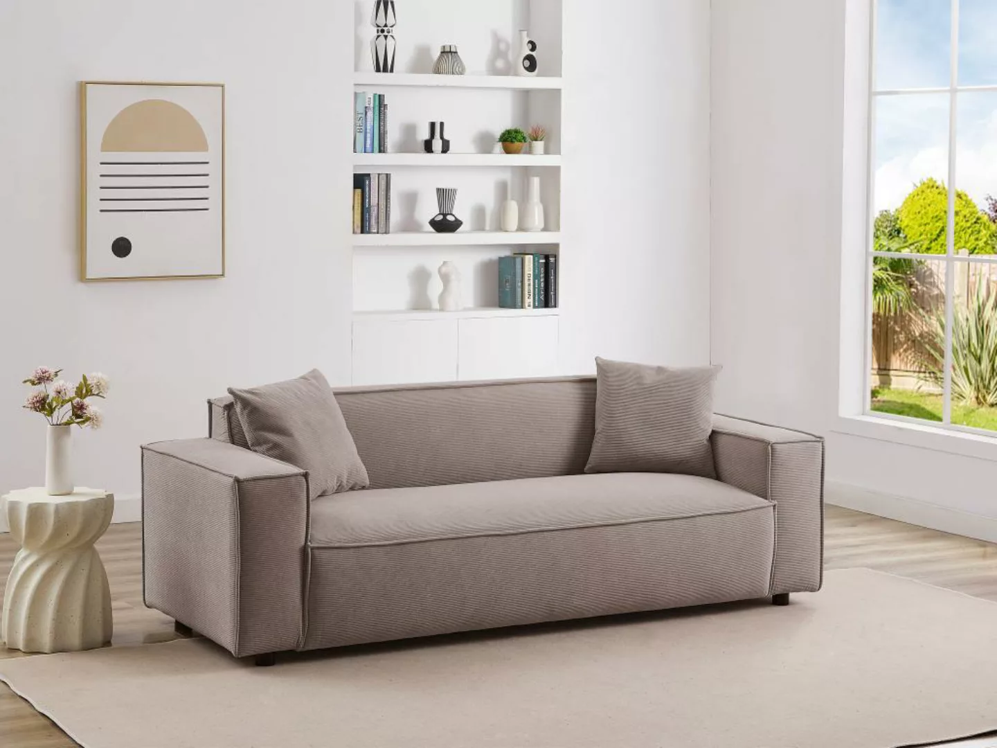 Sofa 3-Sitzer - Cord - Grau - BORORE günstig online kaufen