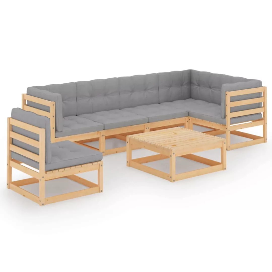 7-tlg. Garten-lounge-set Mit Kissen Kiefer Massivholz günstig online kaufen