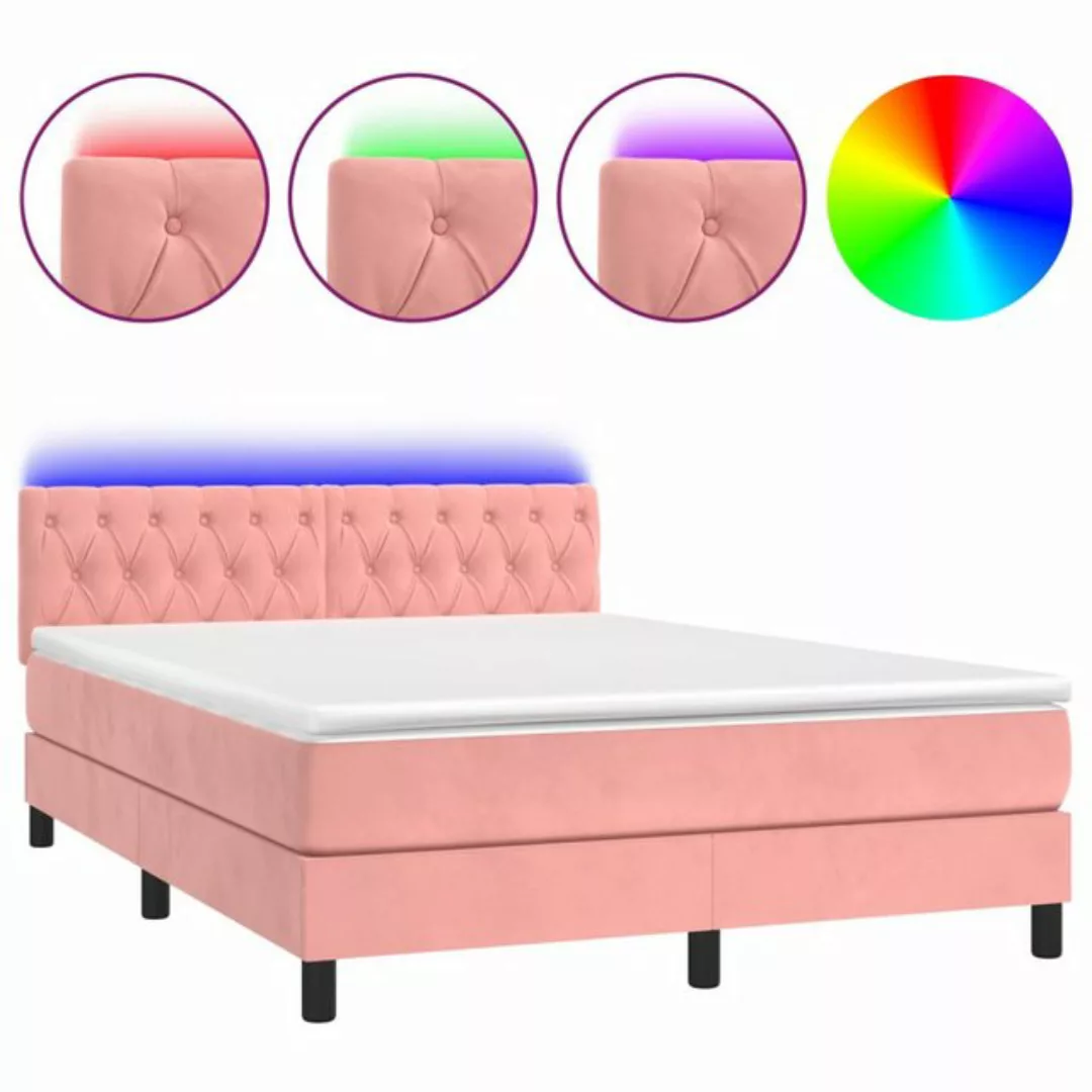 vidaXL Boxspringbett Bett Boxspringbett mit Matratze & LED Samt (140 x 190 günstig online kaufen