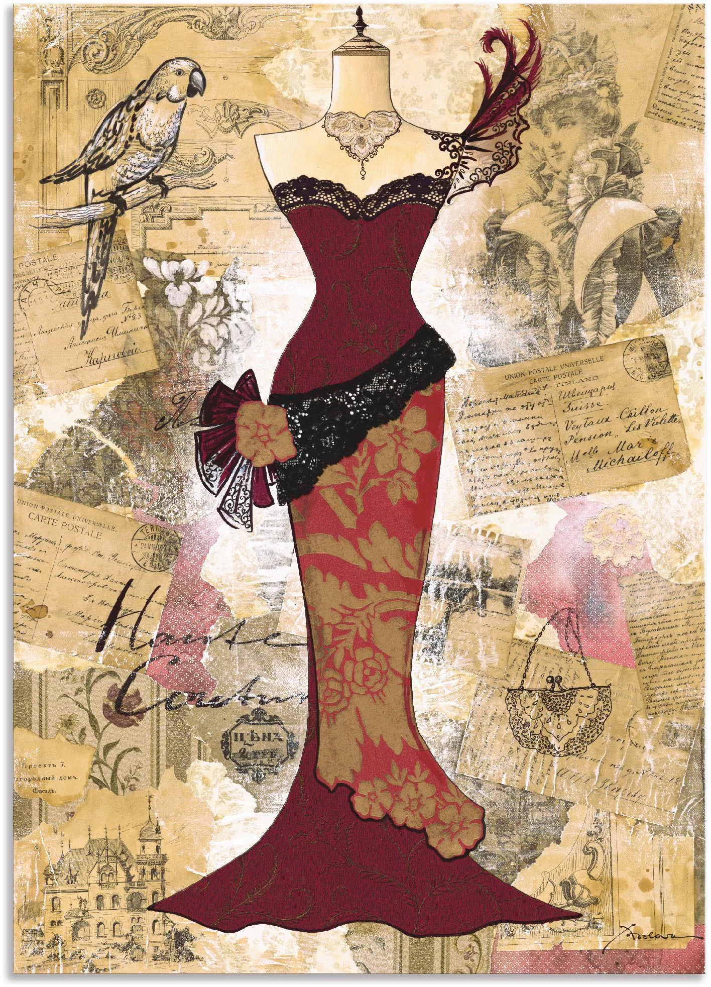Artland Wandbild »Antikes Kleid - Collage«, Mode, (1 St.) günstig online kaufen