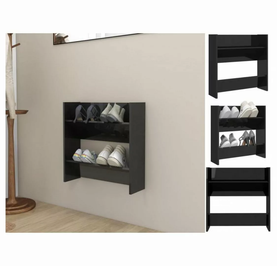 vidaXL Schuhschrank Wand-Schuhschrank Hochglanz-Schwarz 60x18x60 cm Spanpla günstig online kaufen