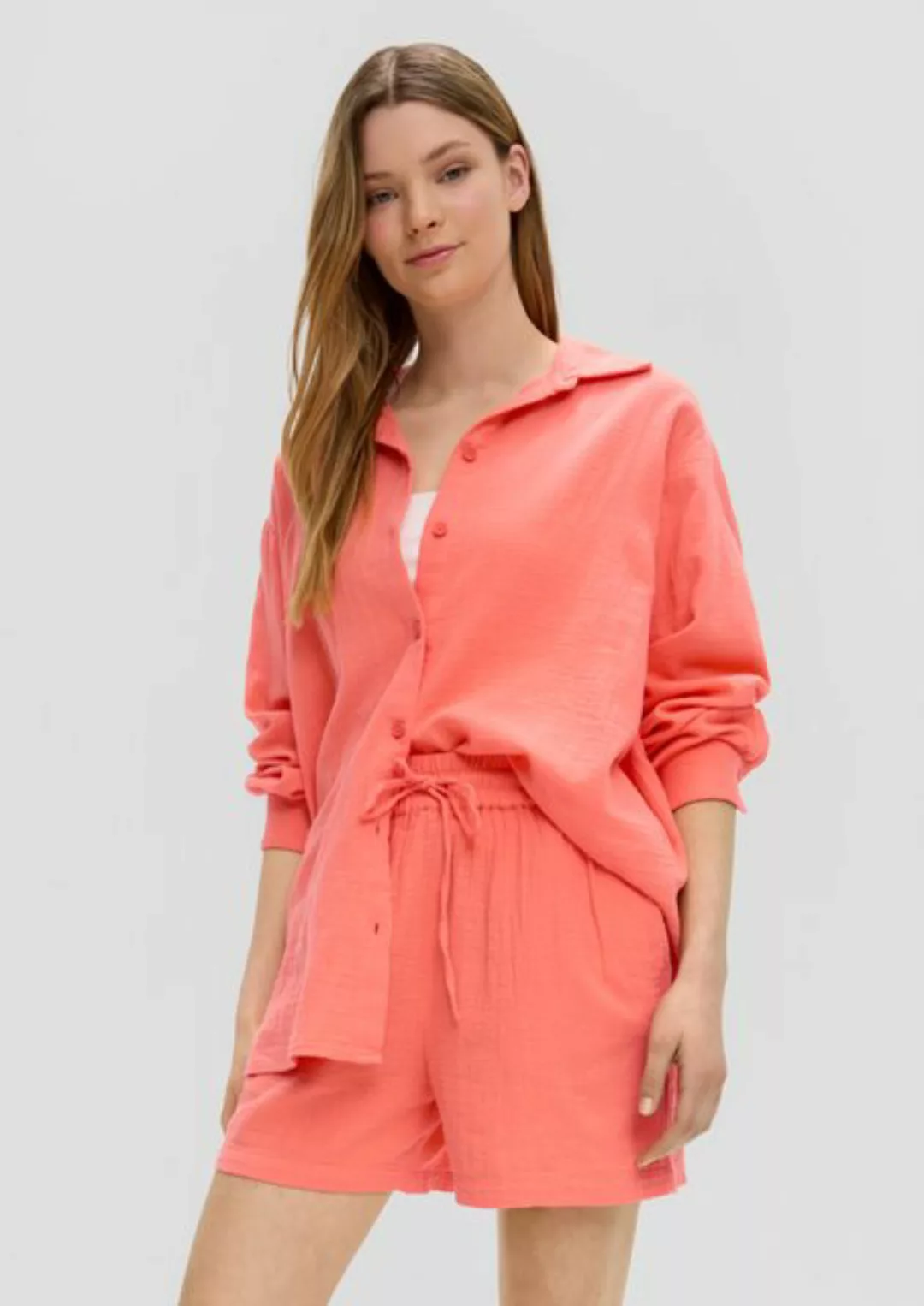 QS Langarmbluse Oversized Longbluse aus Baumwolle günstig online kaufen