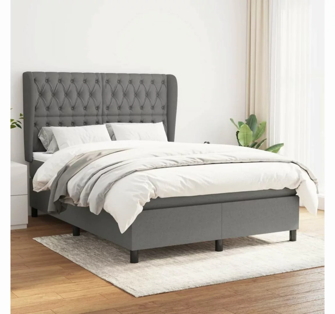 furnicato Bett Boxspringbett mit Matratze Dunkelgrau 140x190 cm Stoff günstig online kaufen