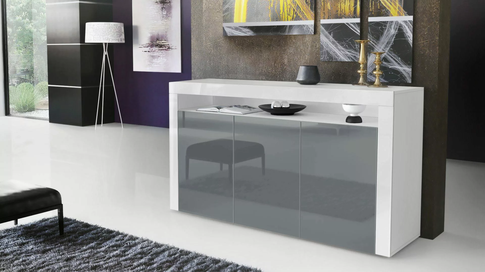 Vladon Sideboard Valencia (Sideboard, mit 3 günstig online kaufen