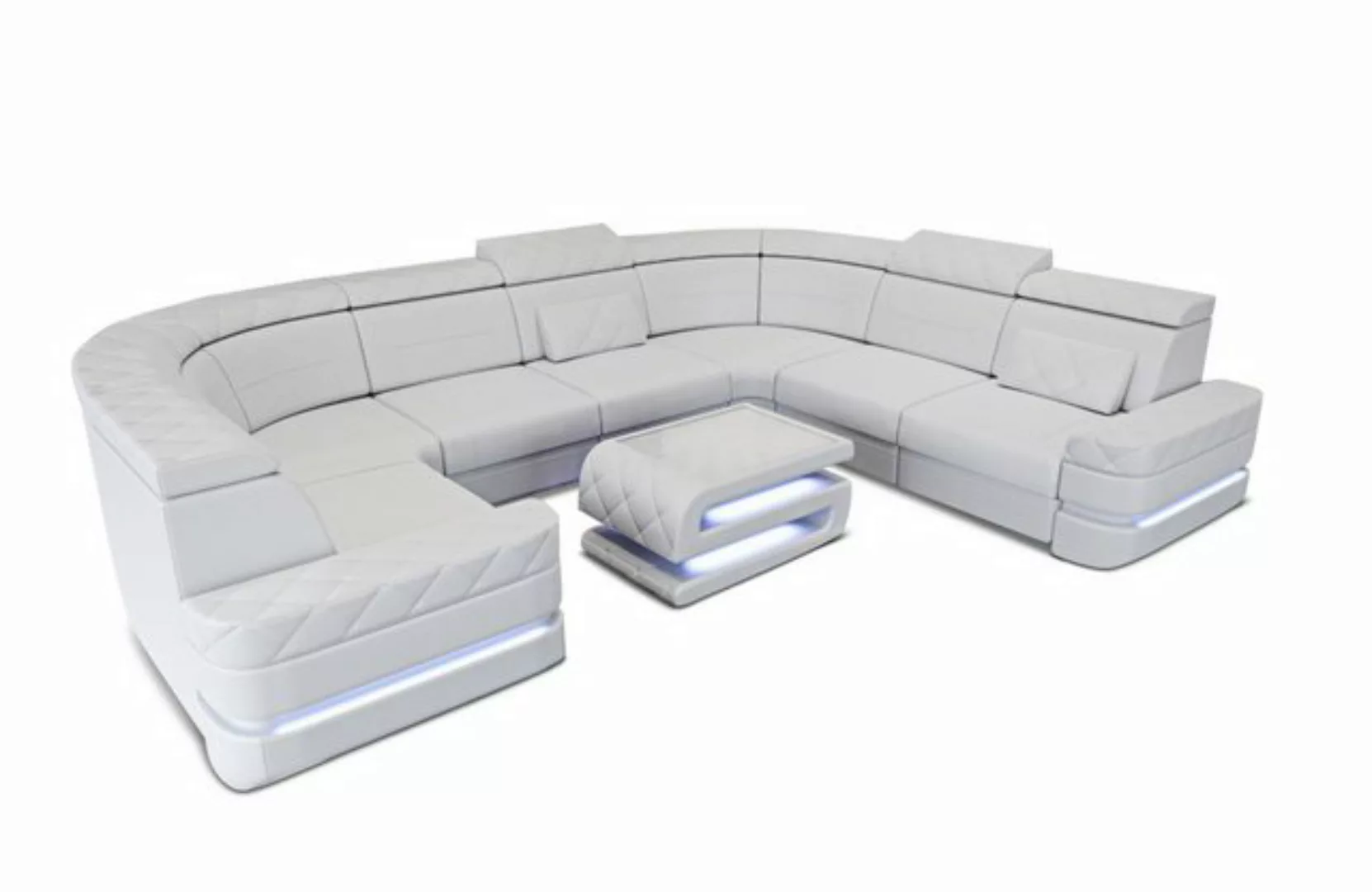 Sofa Dreams Wohnlandschaft Couch Sofa Leder Positano U Form Ledercouch, Led günstig online kaufen