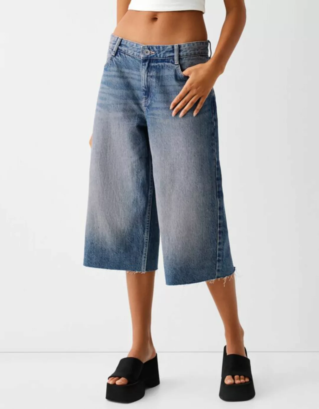 Bershka Bermudas Aus Jeans Denim Damen 34 Ausgewaschenes Blau günstig online kaufen