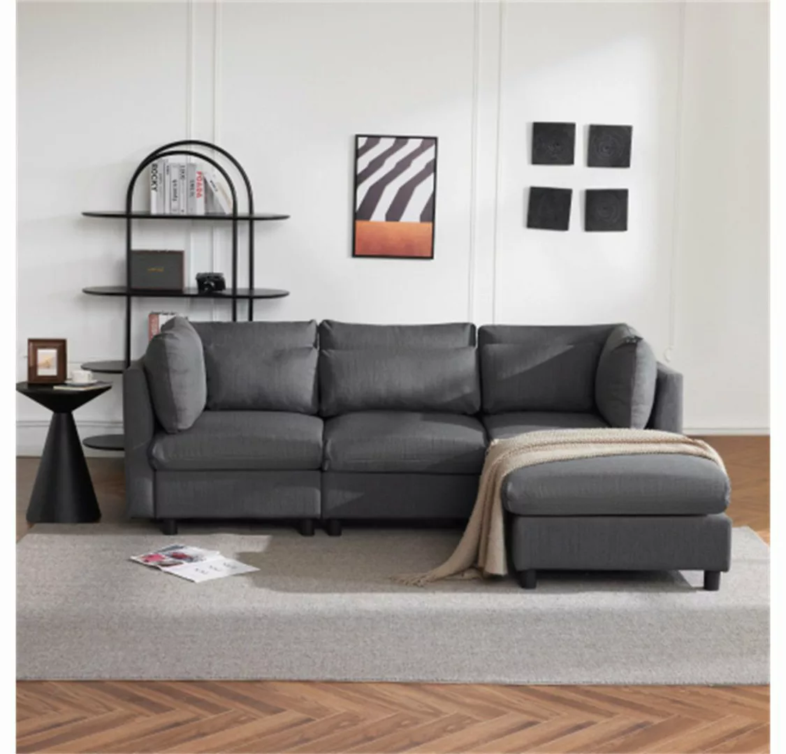 Mia&Coco Ecksofa Ecksofa mit Fußhocker, L-förmiges Ecksofa, Dreisitzer-Sofa günstig online kaufen