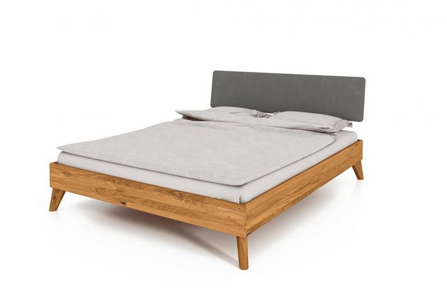 Natur24 Einzelbett Bett Gerg 4 Sonderlänge 140x210 Wildeiche Polsterkopftei günstig online kaufen