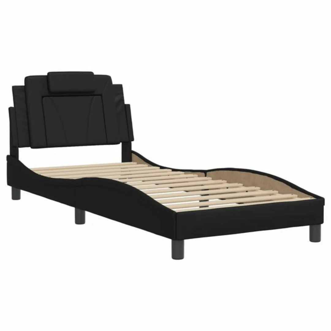 vidaXL Bett Bettgestell mit Kopfteil Schwarz 90x190 cm Kunstleder günstig online kaufen