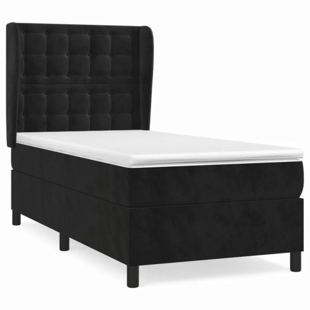 furnicato Bett Boxspringbett mit Matratze Schwarz 100x200 cm Samt (1-tlg) günstig online kaufen