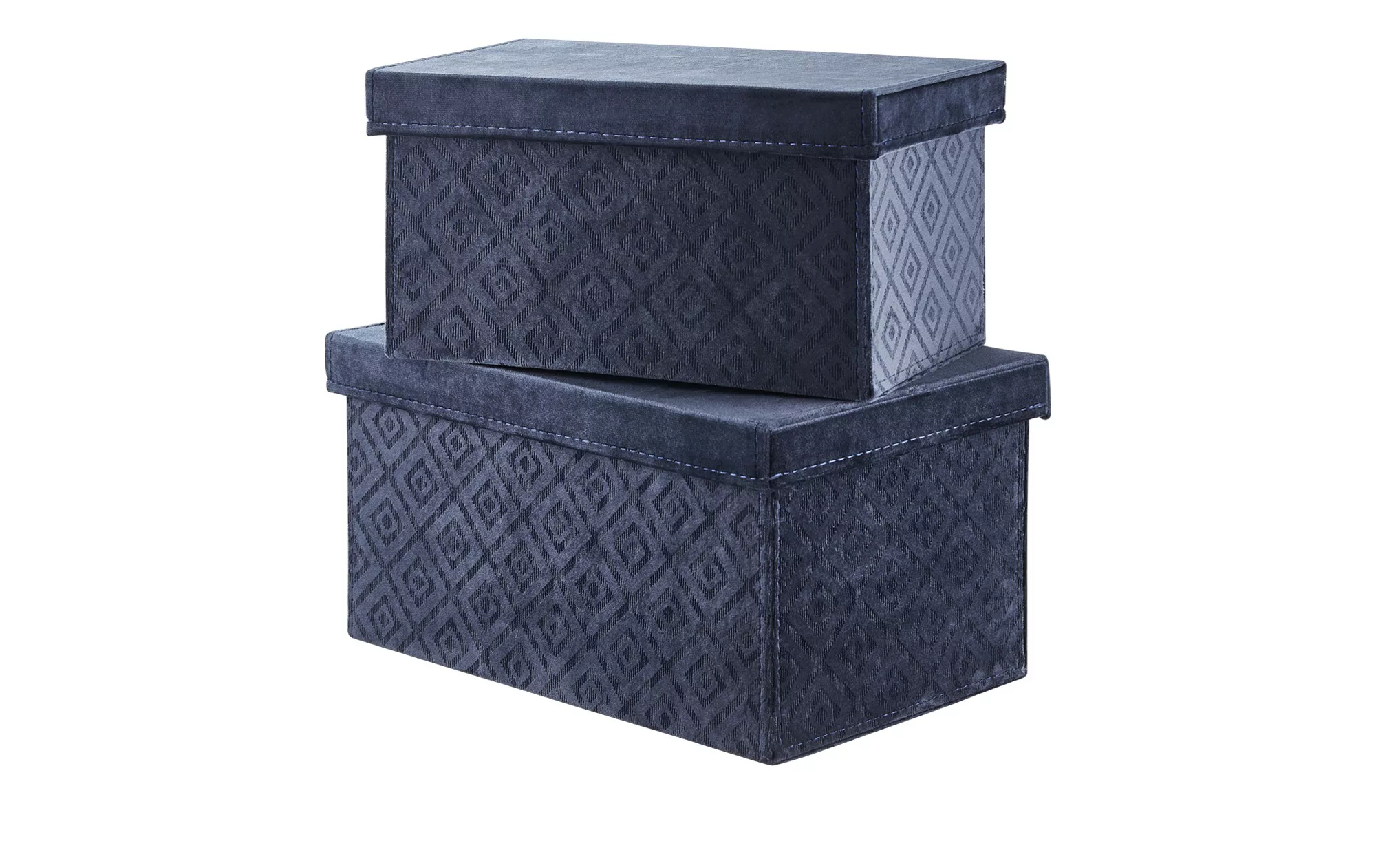 Aufbewahrungsboxen, 2er-Set - blau - Samt, Pappe - 20 cm - 16 cm - Sconto günstig online kaufen