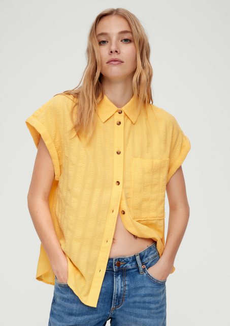 QS Kurzarmbluse Oversize-Bluse aus Baumwolle Raffung günstig online kaufen