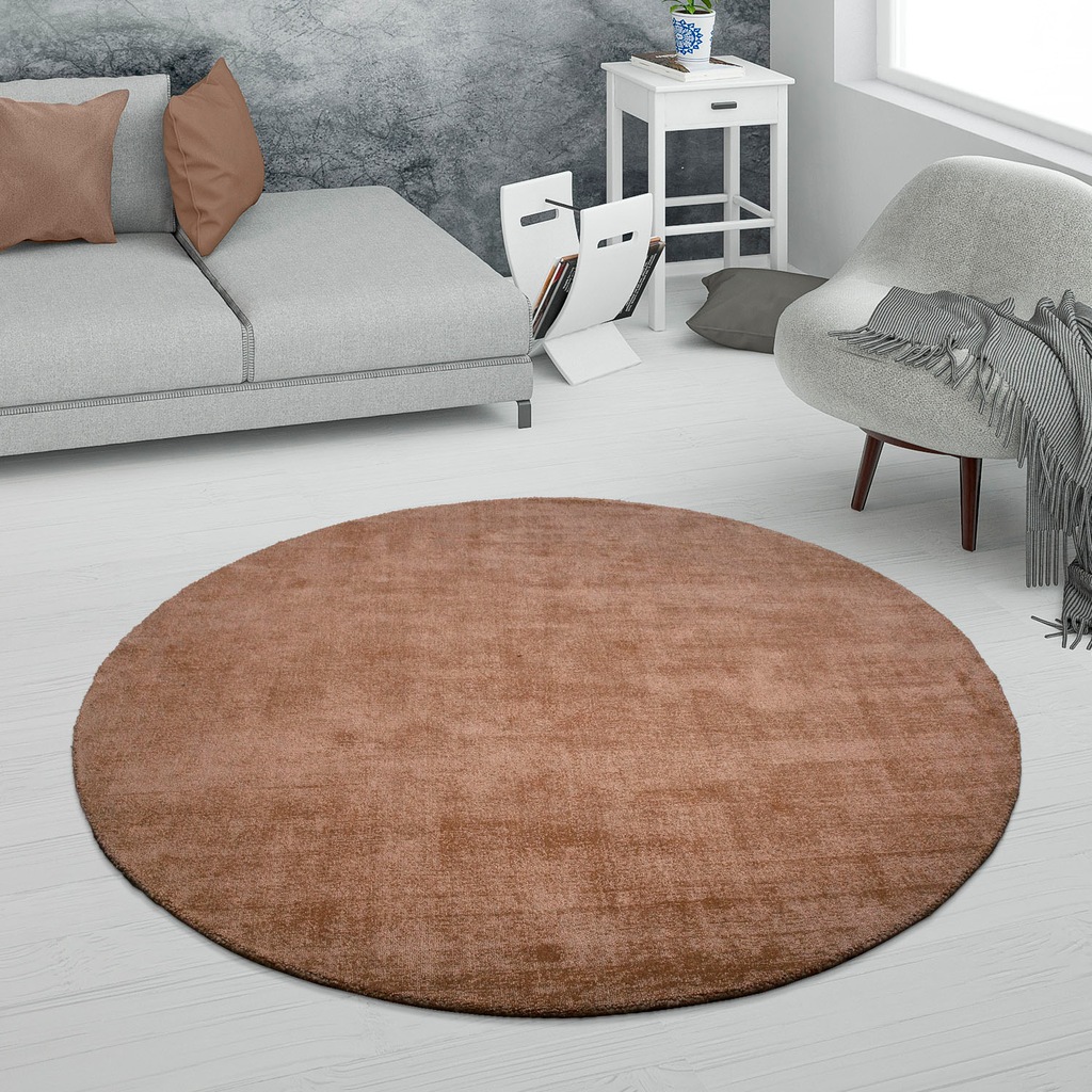 Paco Home Teppich »Randers 578«, rund, Kurzflor, Handweb Teppich, Uni Farbe günstig online kaufen