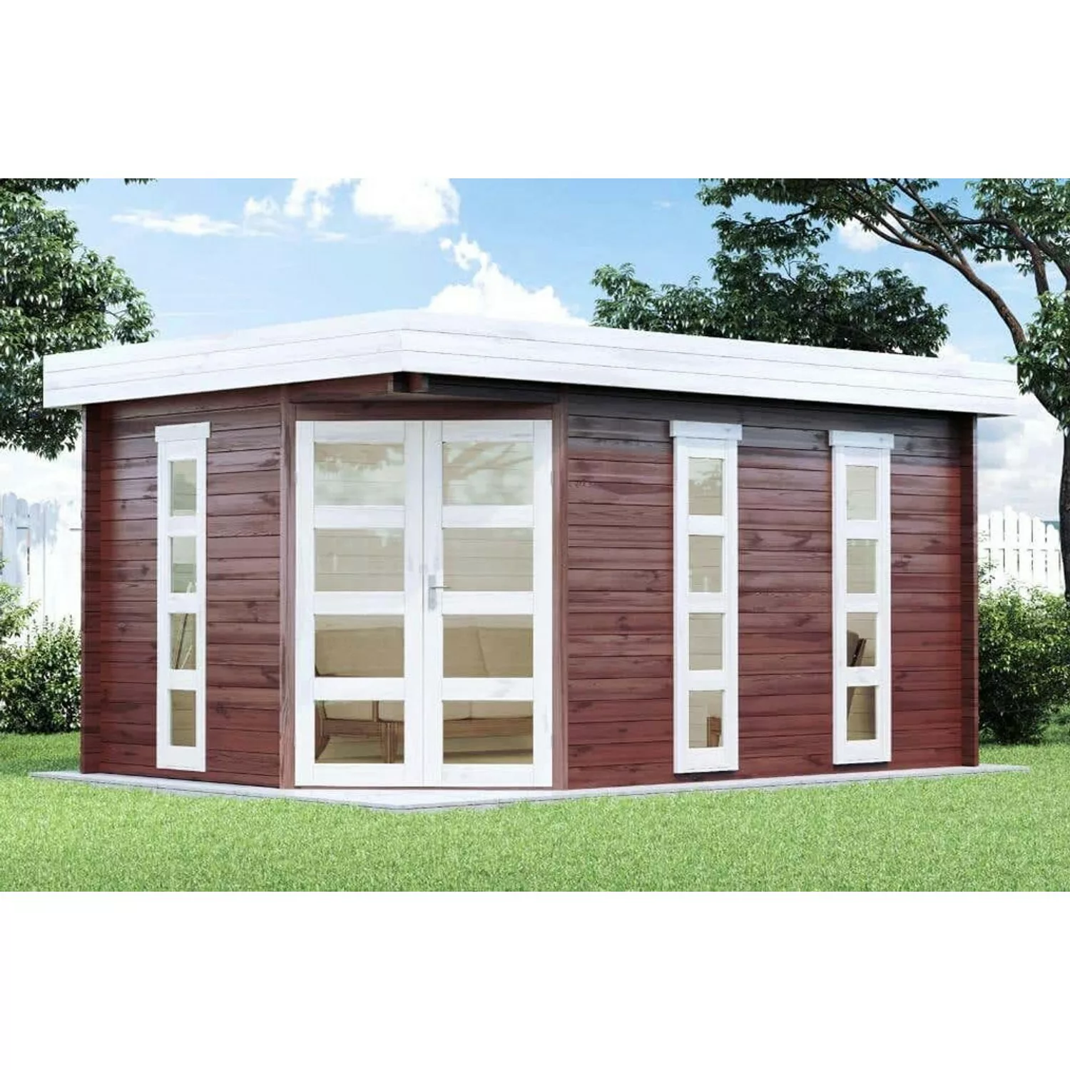 Alpholz Gartenhaus Lindau-415 Flachdach 462 cm x 322 cm Braun günstig online kaufen