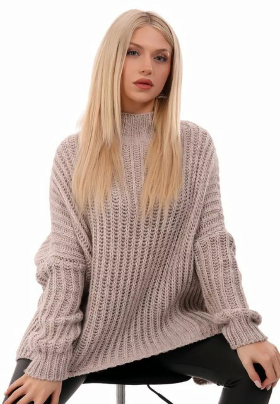 YC Fashion & Style Longpullover Oversized Pullover Grobstrick Vokuhila Swea günstig online kaufen