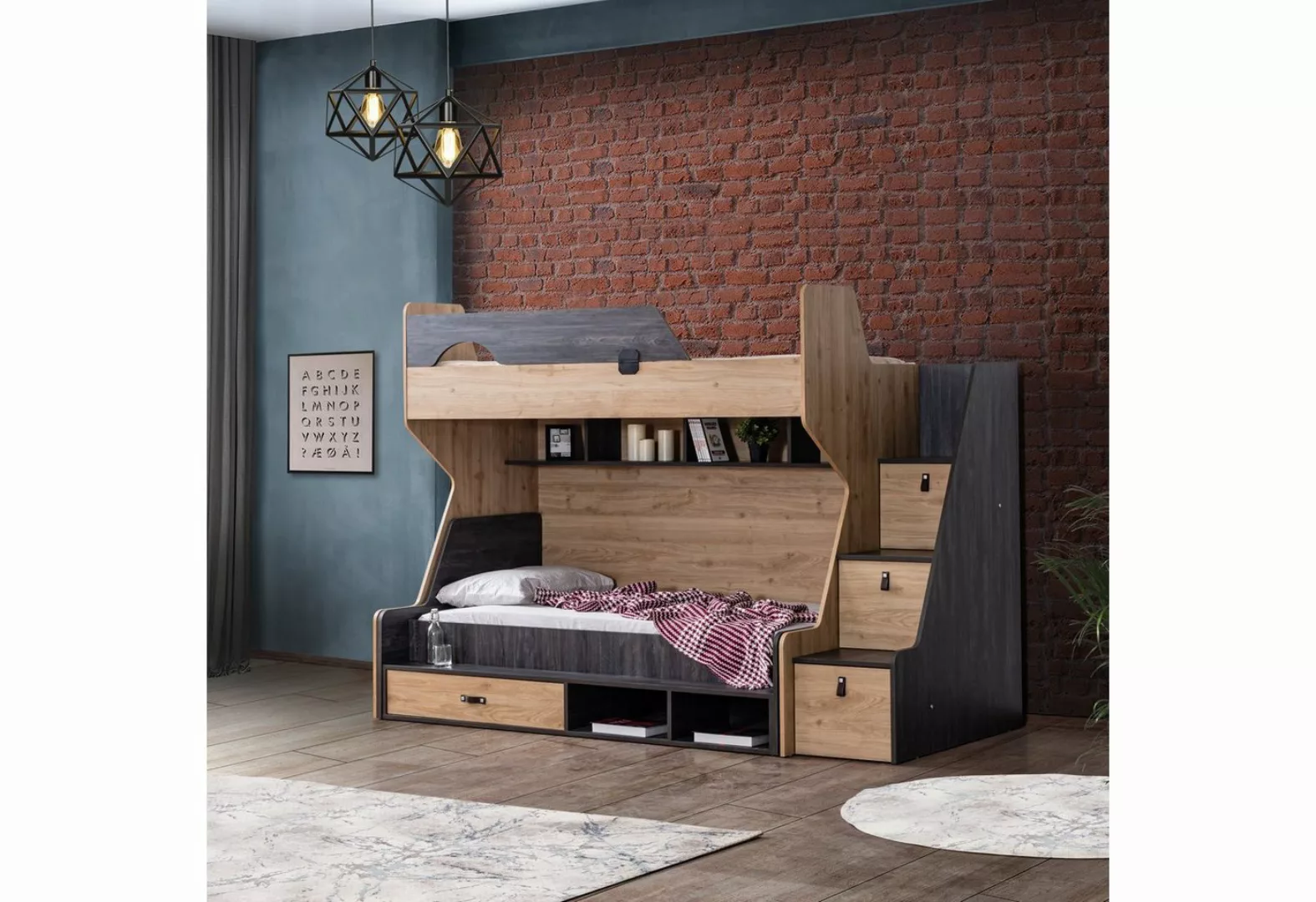 Möbel-Lux Hochbett Aktif (Set, mit Jugendbett) zwei Schlafplätze, mit Regal günstig online kaufen