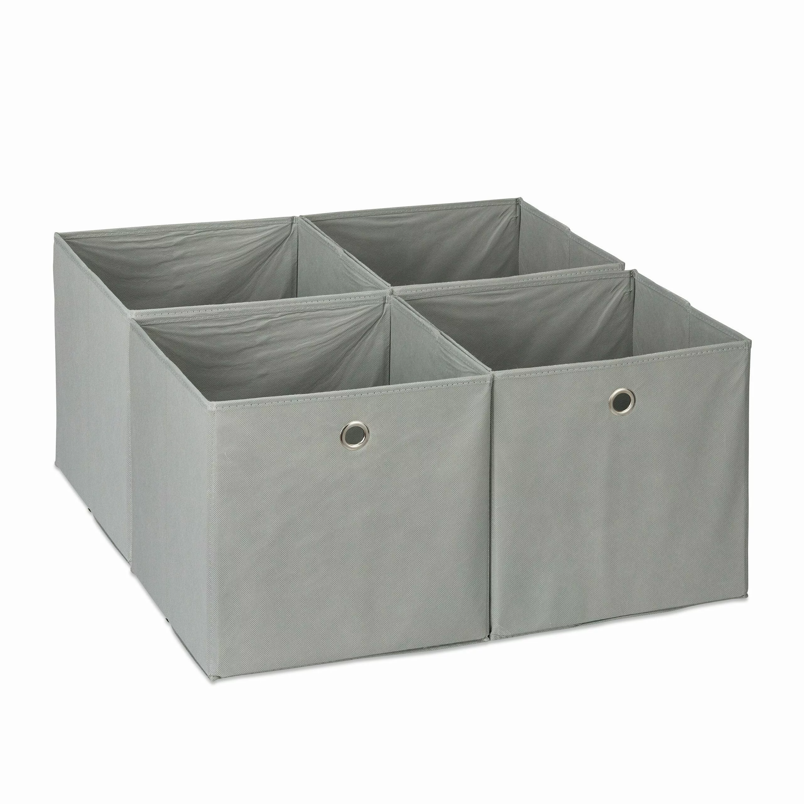relaxdays Aufbewahrungsbox im 4er Set, Grau günstig online kaufen