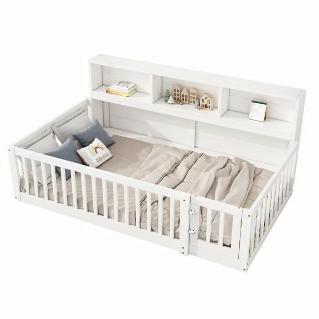 Flieks Massivholzbett, Kinderbett Einzelbett Daybett 90x200cm mit Ablagefäc günstig online kaufen