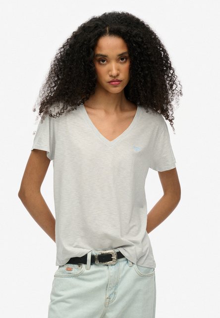 Superdry V-Shirt "STUDIOS SLUB EMB VEE TEE", strukturiertes T-Shirt mit V-A günstig online kaufen