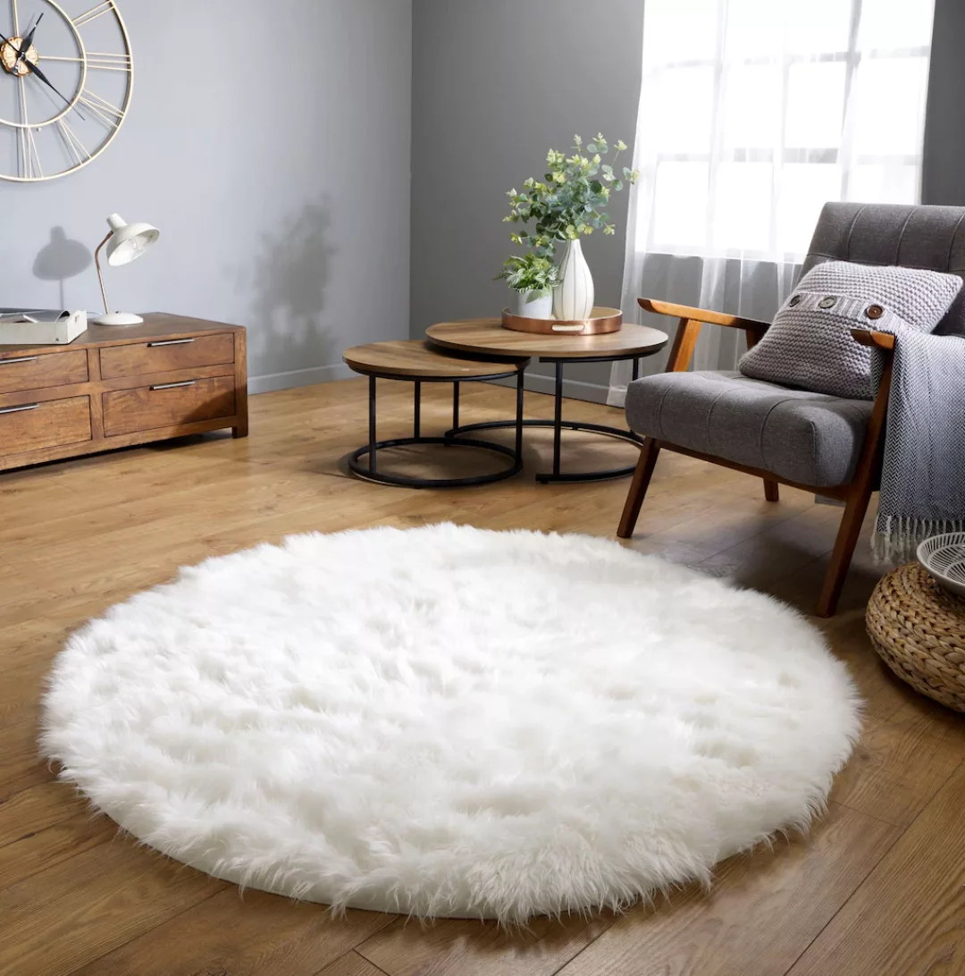 FLAIR RUGS Hochflor-Teppich »Sheepskin«, rund, Kunstfell, Wohnzimmer günstig online kaufen