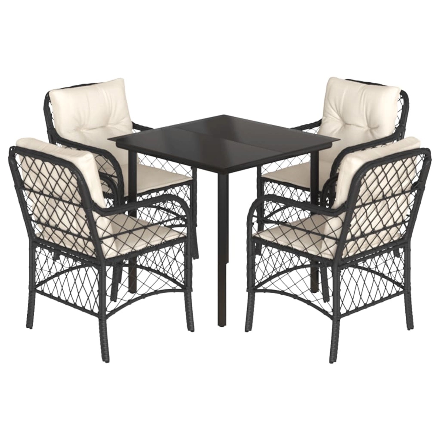 vidaXL 5-Tlg Garten-Essgruppe mit Kissen Schwarz Poly Rattan 3212090 günstig online kaufen