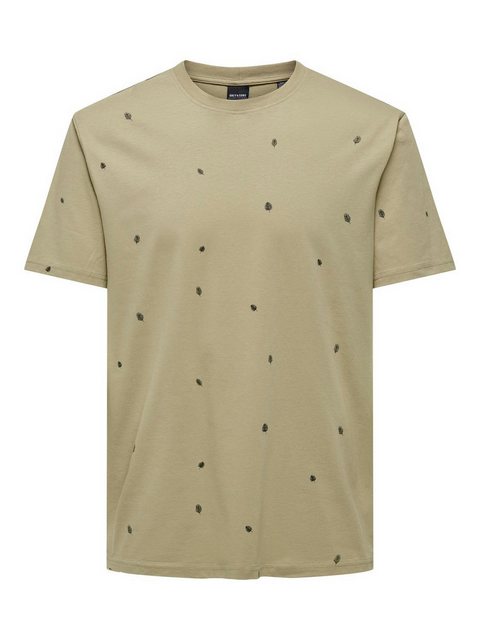 ONLY & SONS T-Shirt T-Shirt Rundhals Kurzarm Baumwolle Shirt 7598 in Beige günstig online kaufen