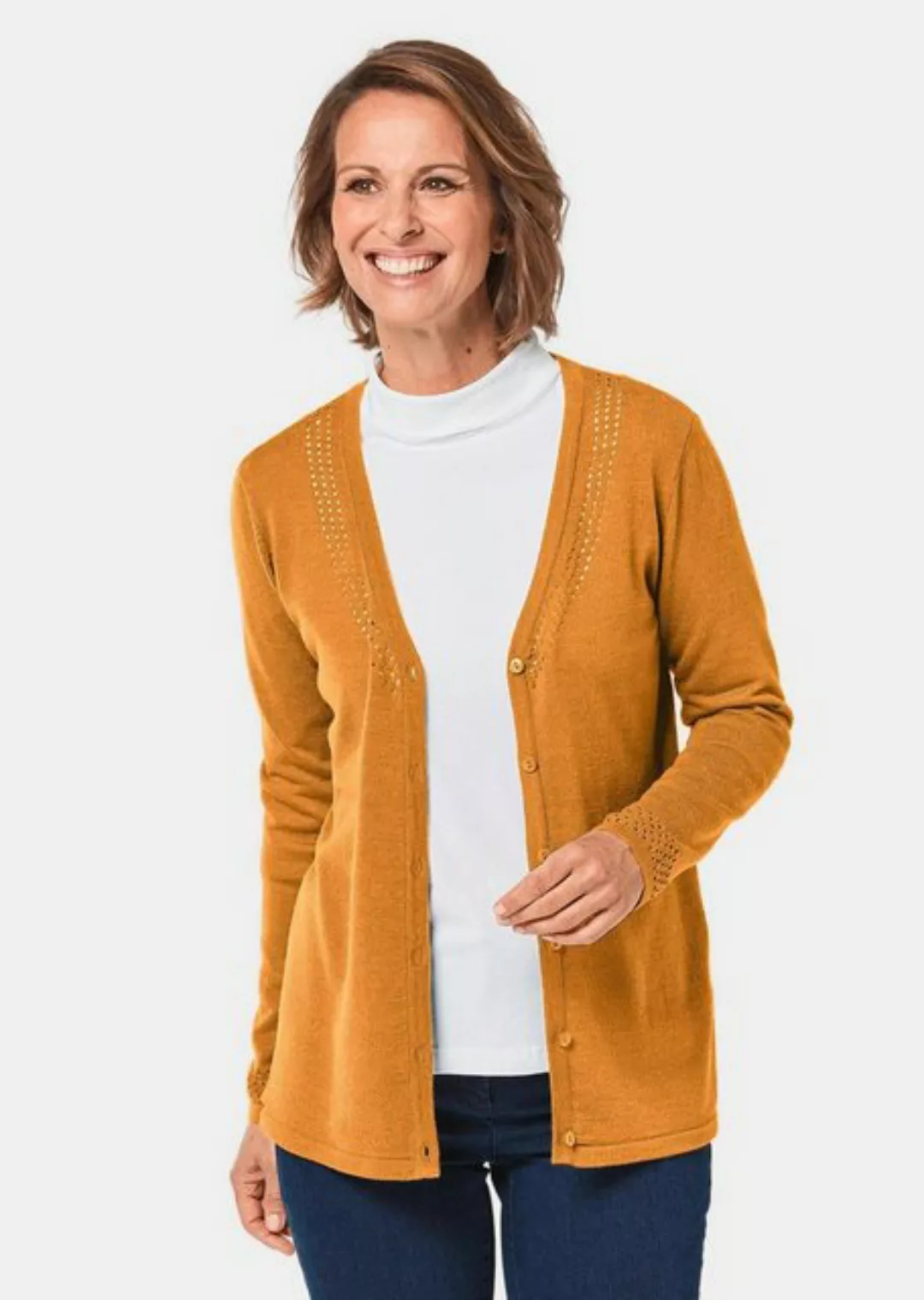 GOLDNER Strickjacke Kurzgröße: Ajourstrickjacke günstig online kaufen