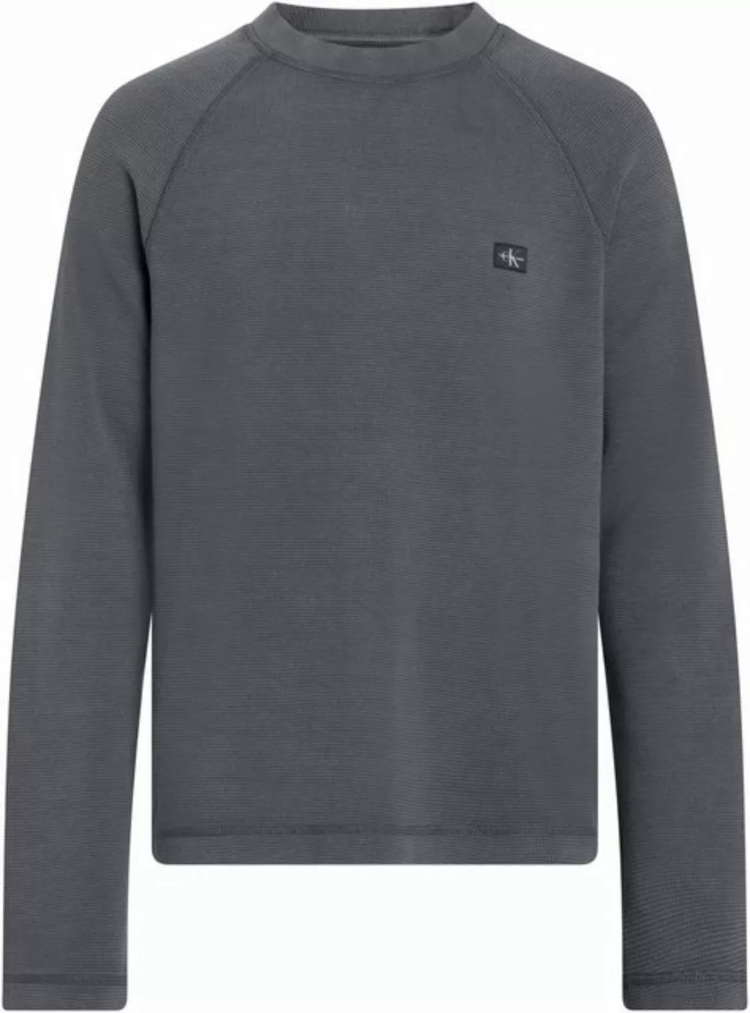 Calvin Klein Jeans Langarmshirt WASHED WOVEN LABEL WAFFLE RAGLAN in gewasch günstig online kaufen