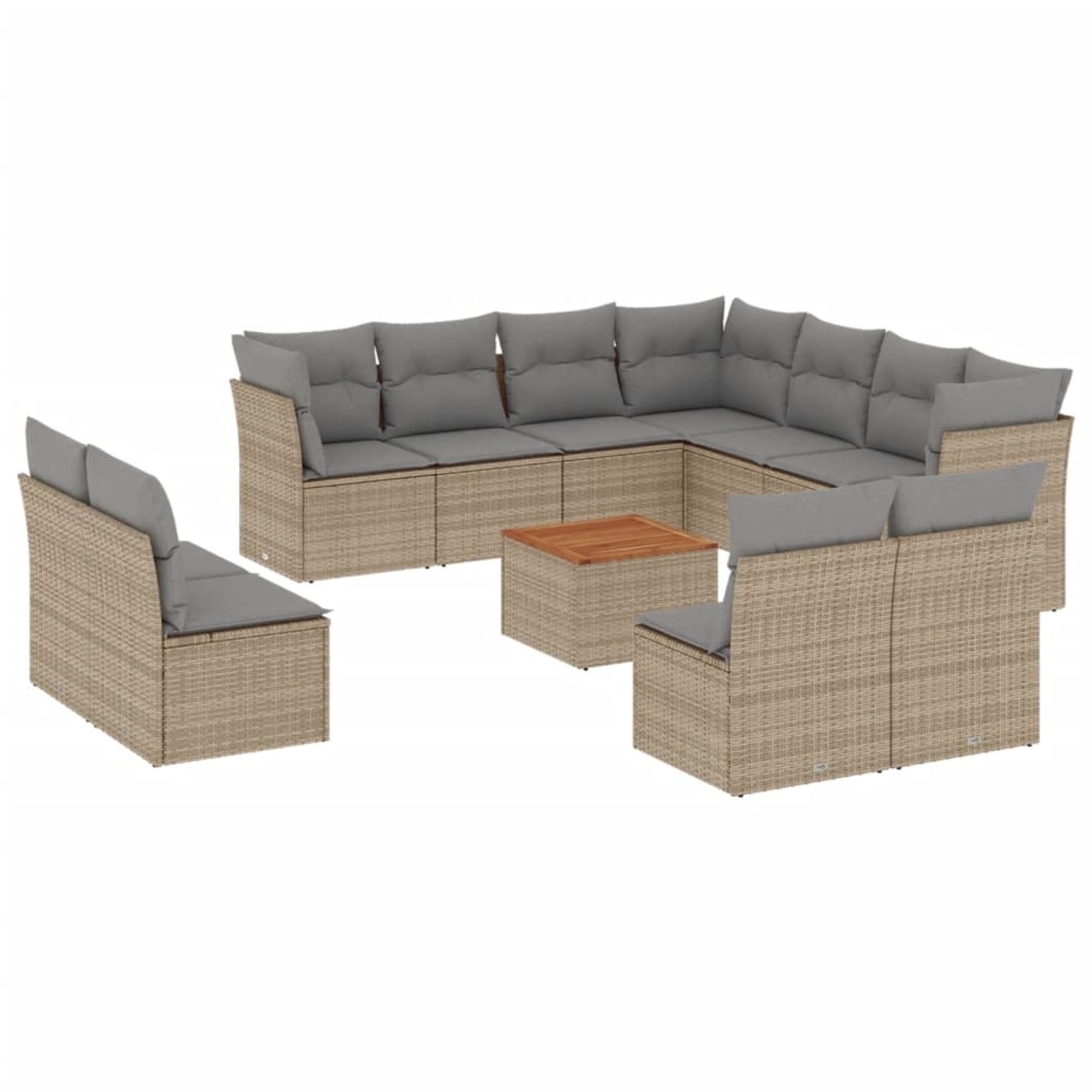 vidaXL 12-Tlg Garten-Sofagarnitur mit Kissen Beige Poly Rattan 3223707 günstig online kaufen