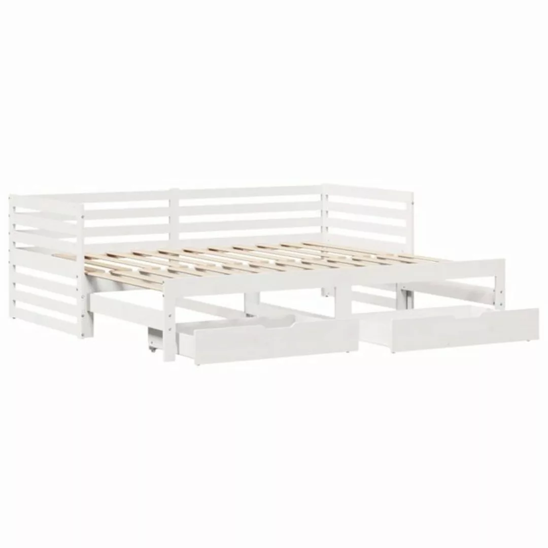 vidaXL Bett Tagesbett mit Schubladen Weiß 90x200 cm Kiefernholz günstig online kaufen