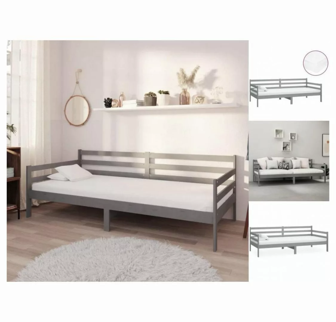 vidaXL Gästebett Tagesbett Gästebett mit Matratze 90x200 cm Grau Massivholz günstig online kaufen