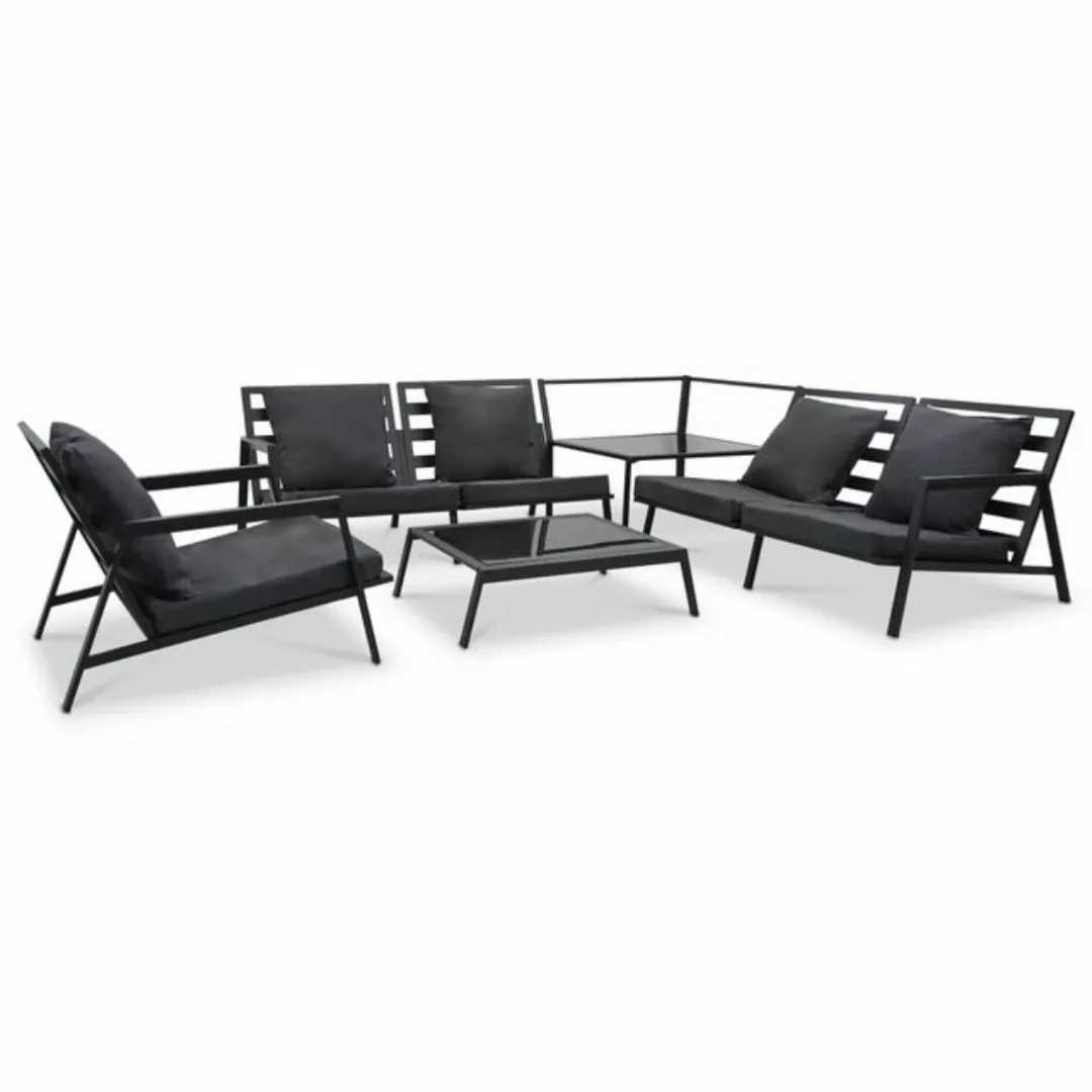 furnicato Loungesofa 5-tlg. Garten-Lounge-Set mit Auflagen Aluminium Dunkel günstig online kaufen