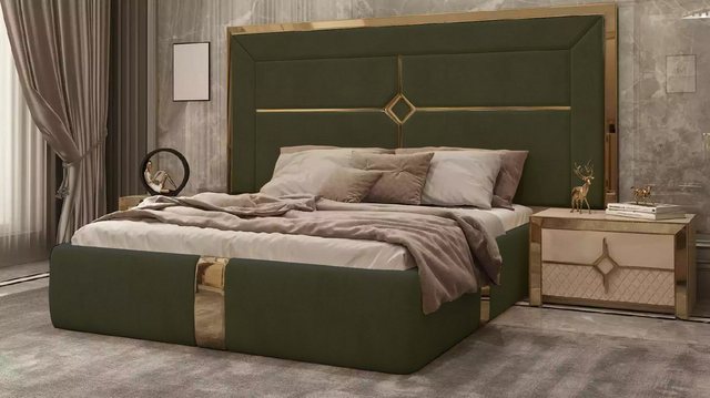 JVmoebel Bett Schlafzimmer Doppel Bett Luxus Einrichtung Beige Polster Mode günstig online kaufen