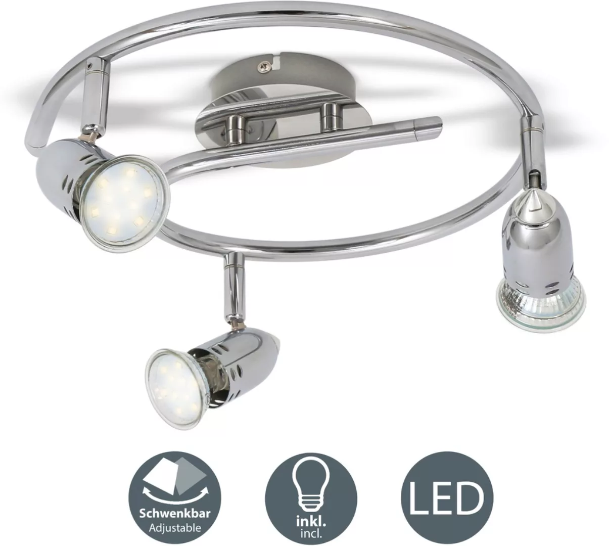 B.K.Licht LED Deckenleuchte, 3 flammig-flammig, Deckenlampe, Deckenspots, S günstig online kaufen